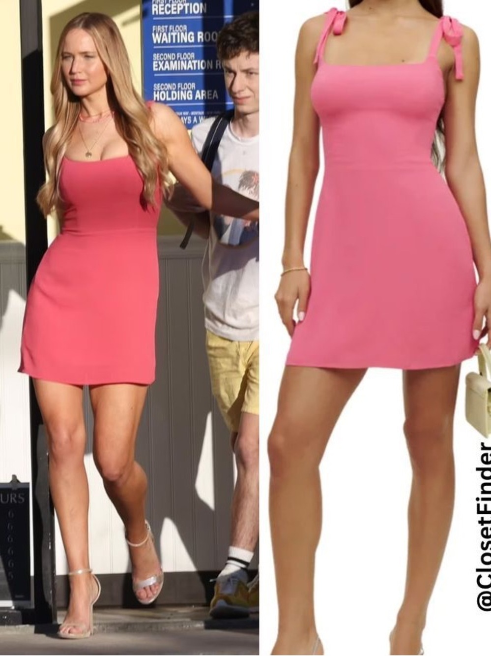 Reformation Pink Tie-Shoulder Square-Neck Mini Dress